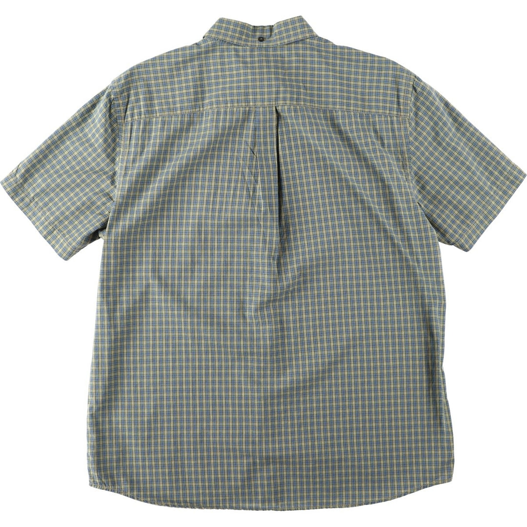 2000'S GAP Short-Sleeve Button-Down Check Shirt, Men's Size L (approx.) cotton Khaki type Vintage Second Hand