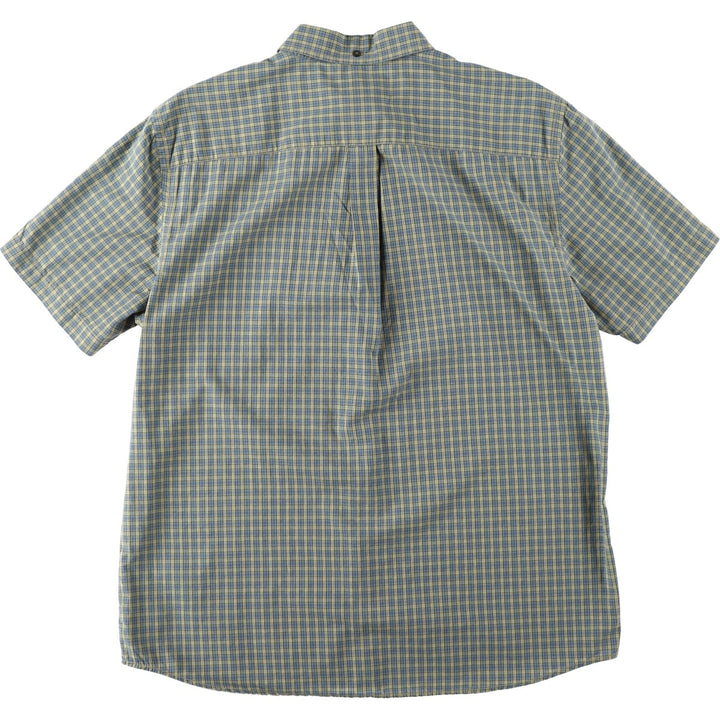 2000'S GAP Short-Sleeve Button-Down Check Shirt, Men's Size L (approx.) cotton Khaki type Vintage Second Hand