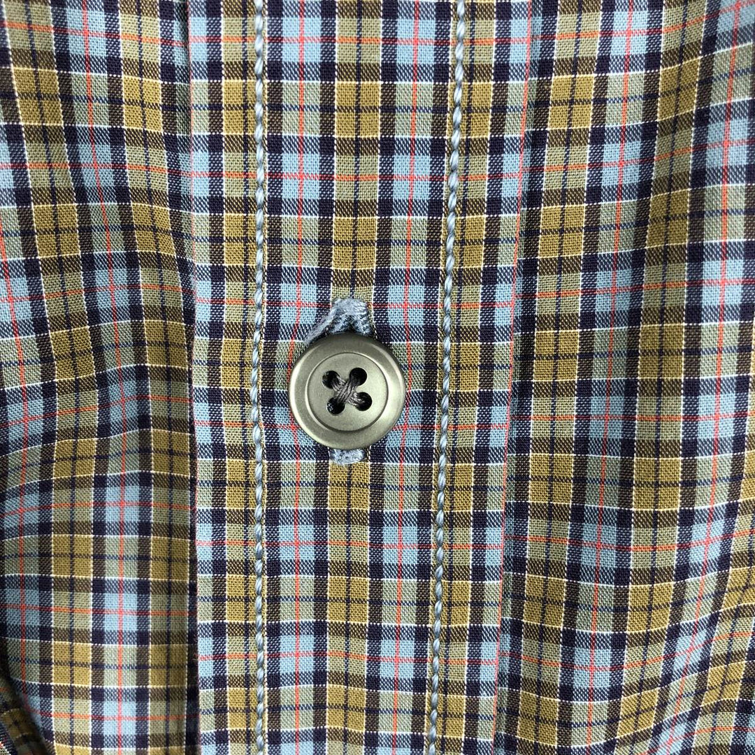 2000'S GAP Short-Sleeve Button-Down Check Shirt, Men's Size L (approx.) cotton Khaki type Vintage Second Hand