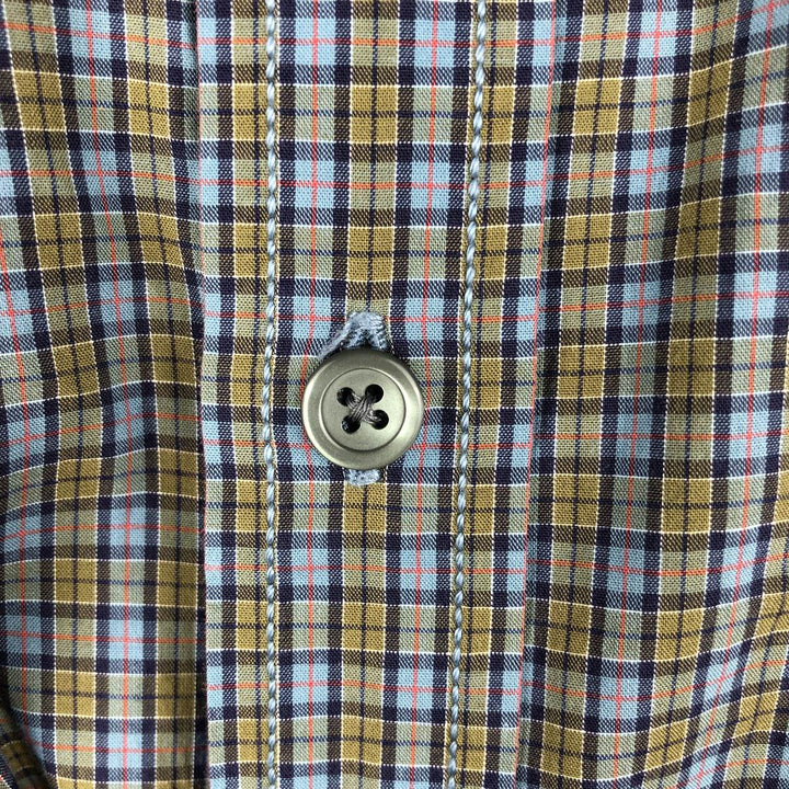 2000'S GAP Short-Sleeve Button-Down Check Shirt, Men's Size L (approx.) cotton Khaki type Vintage Second Hand