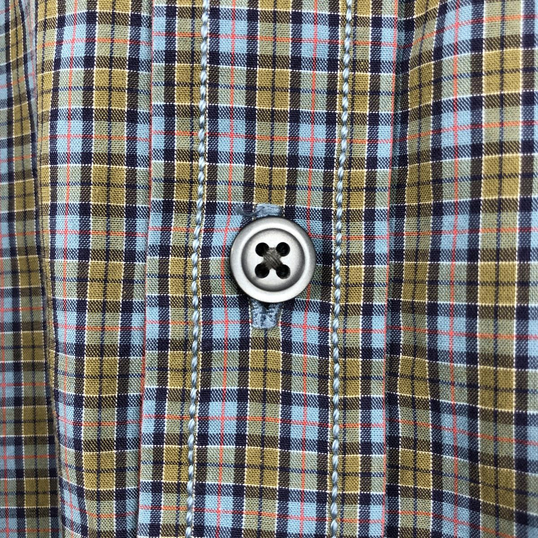 2000'S GAP Short-Sleeve Button-Down Check Shirt, Men's Size L (approx.) cotton Khaki type Vintage Second Hand