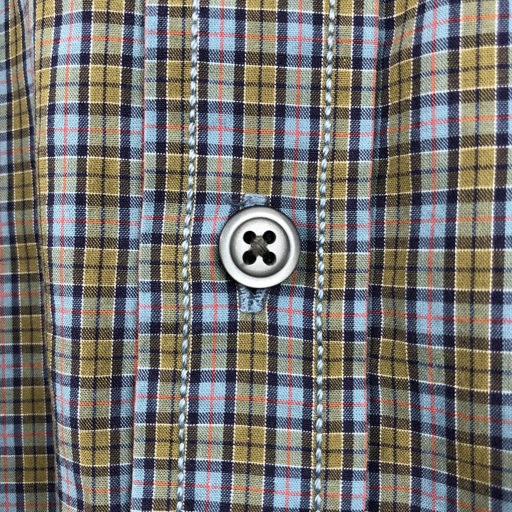 2000'S GAP Short-Sleeve Button-Down Check Shirt, Men's Size L (approx.) cotton Khaki type Vintage Second Hand
