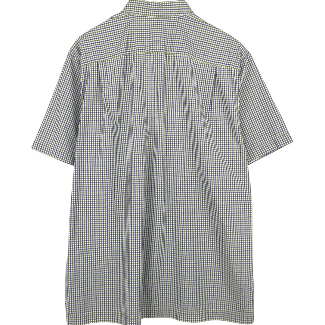 GAP Short-Sleeve Button-Down Check Shirt, Boxy Fit, Men's Size L (approx.) cotton Khaki type sage green Vintage Second Hand