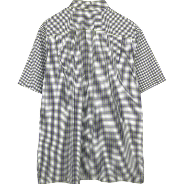GAP Short-Sleeve Button-Down Check Shirt, Boxy Fit, Men's Size L (approx.) cotton Khaki type sage green Vintage Second Hand