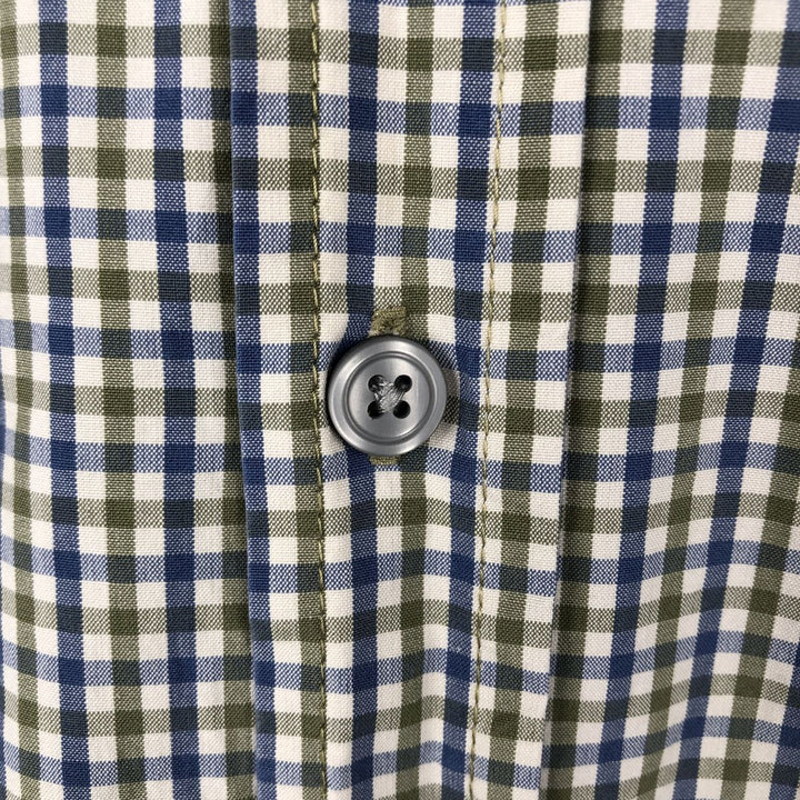 GAP Short-Sleeve Button-Down Check Shirt, Boxy Fit, Men's Size L (approx.) cotton Khaki type sage green Vintage Second Hand
