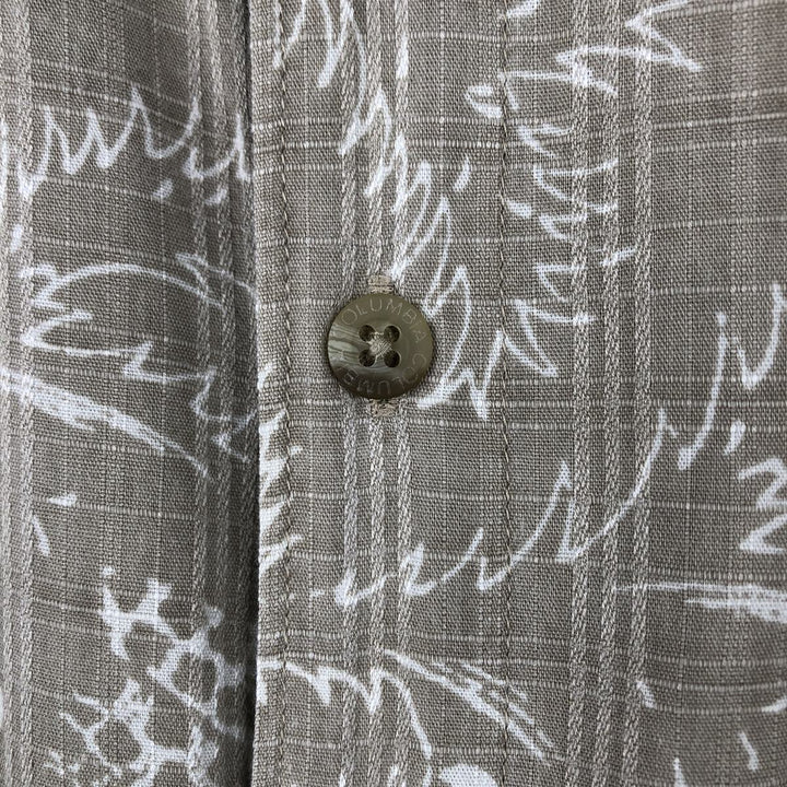 Columbia all-over print wide collar short-sleeved cotton shirt, boxy fit, men's size XL. cotton Khaki type beige Vintage Second Hand