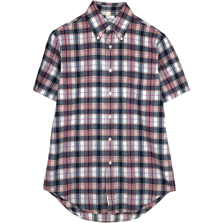 Brooks Brothers Est. 1818 REGENT Short-Sleeve Button-Down Check Shirt, Men's Size S (approx.) cotton navy blue type Vintage Second Hand