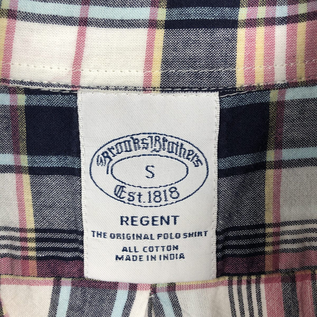 Brooks Brothers Est. 1818 REGENT Short-Sleeve Button-Down Check Shirt, Men's Size S (approx.) cotton navy blue type Vintage Second Hand