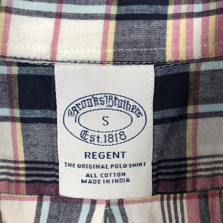 Brooks Brothers Est. 1818 REGENT Short-Sleeve Button-Down Check Shirt, Men's Size S (approx.) cotton navy blue type Vintage Second Hand