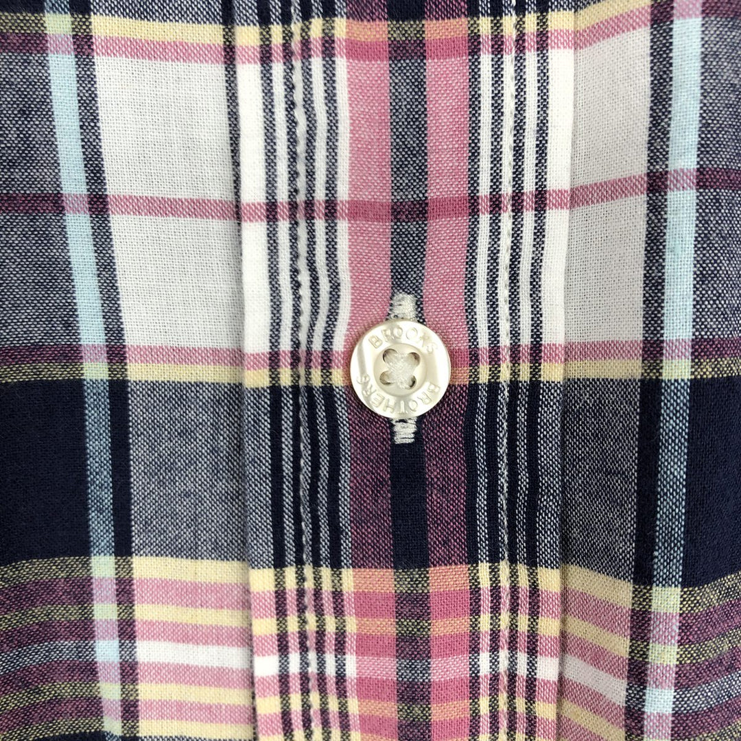 Brooks Brothers Est. 1818 REGENT Short-Sleeve Button-Down Check Shirt, Men's Size S (approx.) cotton navy blue type Vintage Second Hand