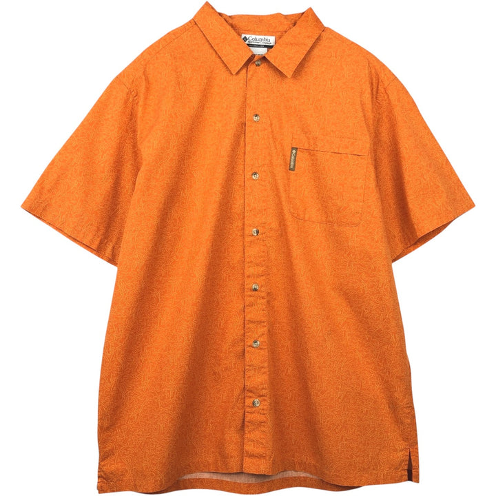 2000'S Columbia all-over print short-sleeved cotton shirt, boxy fit, men's size XL equivalent. cotton orange type Vintage Second Hand