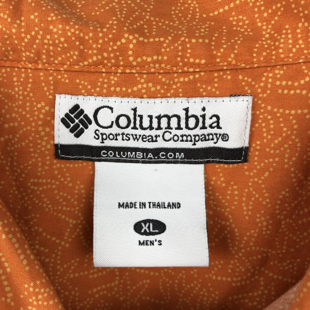 2000'S Columbia all-over print short-sleeved cotton shirt, boxy fit, men's size XL equivalent. cotton orange type Vintage Second Hand