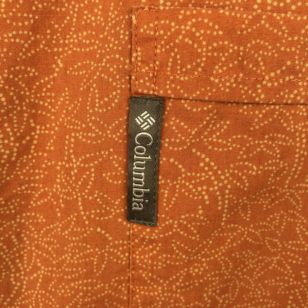 2000'S Columbia all-over print short-sleeved cotton shirt, boxy fit, men's size XL equivalent. cotton orange type Vintage Second Hand