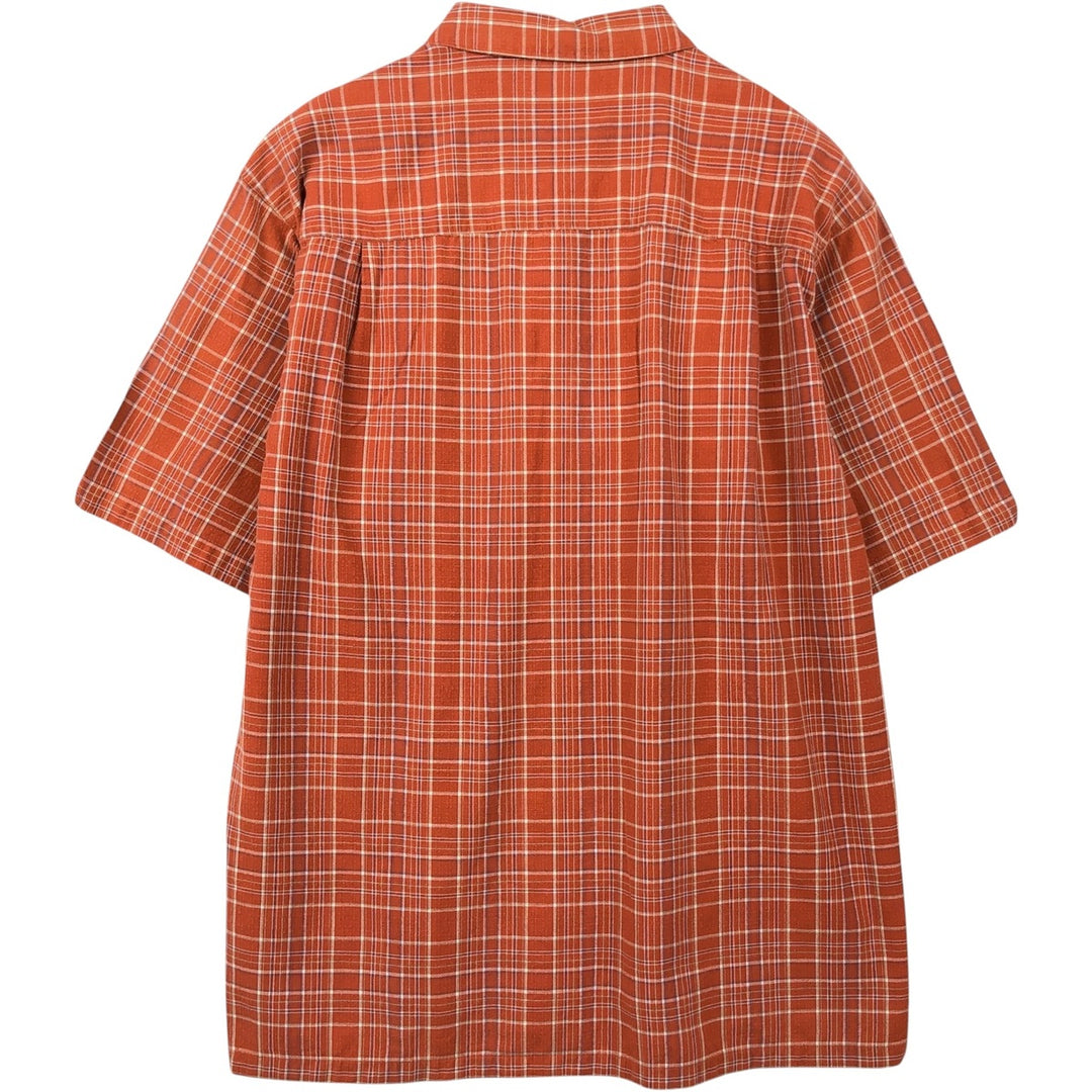 90s~00'S Columbia Short Sleeve Cotton Check Shirt Box Shirt Men's Size L cotton red type reddish brown Vintage Second Hand