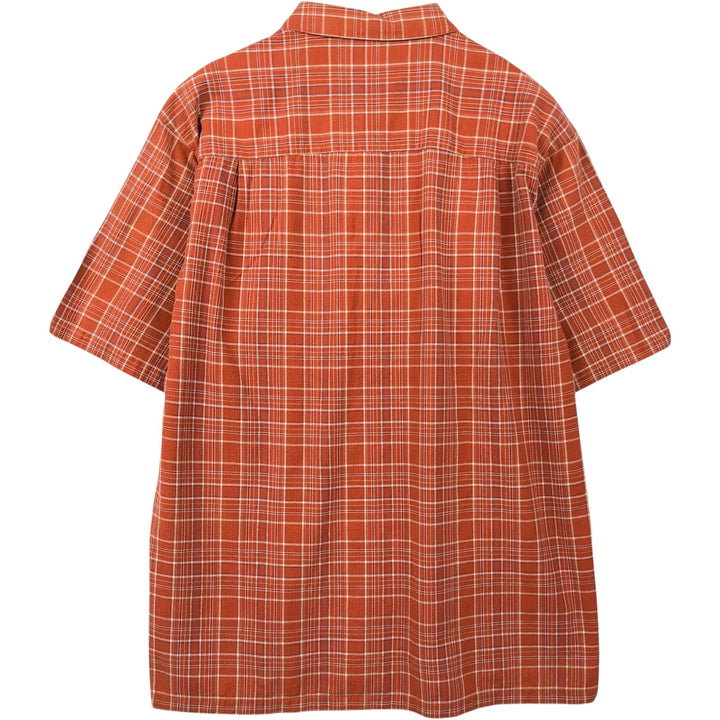 90s~00'S Columbia Short Sleeve Cotton Check Shirt Box Shirt Men's Size L cotton red type reddish brown Vintage Second Hand