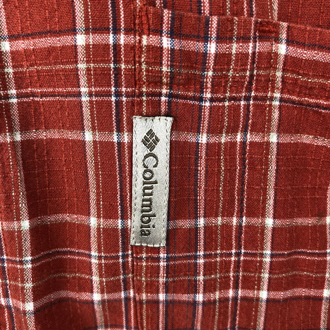 90s~00'S Columbia Short Sleeve Cotton Check Shirt Box Shirt Men's Size L cotton red type reddish brown Vintage Second Hand