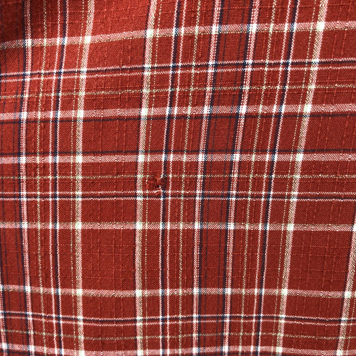 90s~00'S Columbia Short Sleeve Cotton Check Shirt Box Shirt Men's Size L cotton red type reddish brown Vintage Second Hand