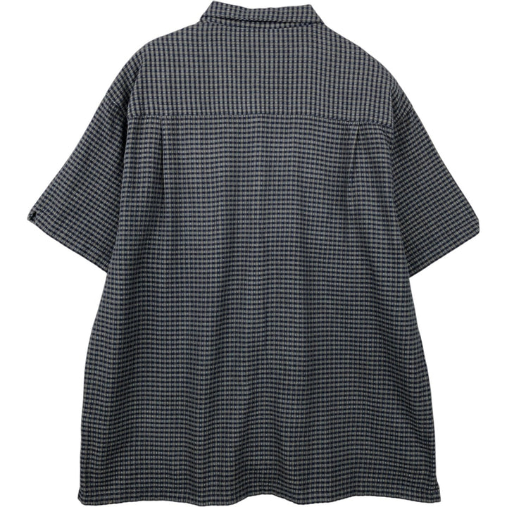 90s-00'S Columbia Short-Sleeve Cotton Check Shirt, Boxy Shirt, Men's Size XL (approx.) cotton gray type Vintage Second Hand