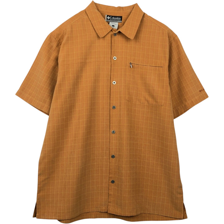 Columbia XCO Glen Plaid Short-Sleeve Check Shirt, Boxy Shirt, Men's Size L (approx.) unclear brown type Vintage Second Hand