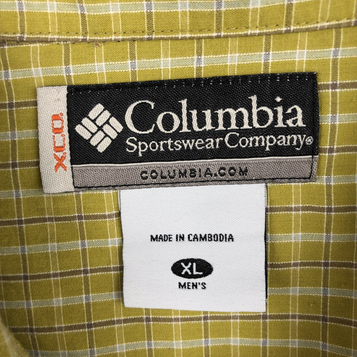 Columbia XCO Short-Sleeve Polyester x Cotton Check Shirt, Boxy Shirt, Men's Size XL cotton green type yellow green Vintage Second Hand