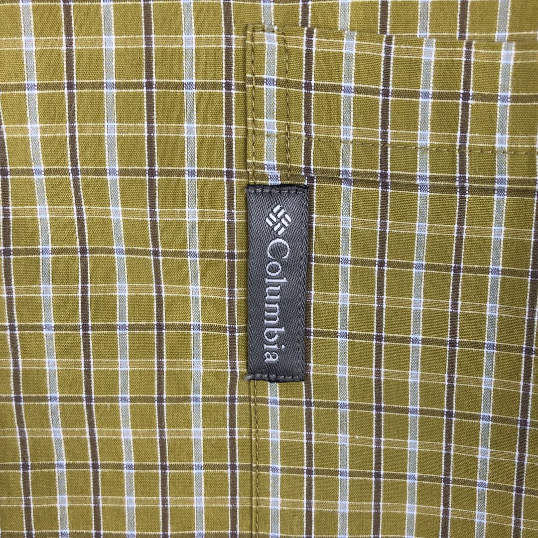 Columbia XCO Short-Sleeve Polyester x Cotton Check Shirt, Boxy Shirt, Men's Size XL cotton green type yellow green Vintage Second Hand