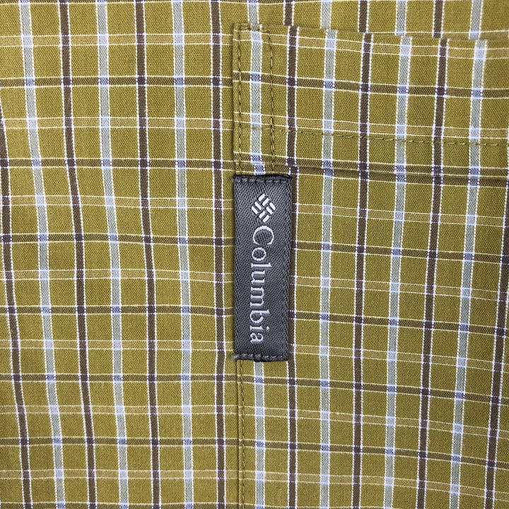 Columbia XCO Short-Sleeve Polyester x Cotton Check Shirt, Boxy Shirt, Men's Size XL cotton green type yellow green Vintage Second Hand