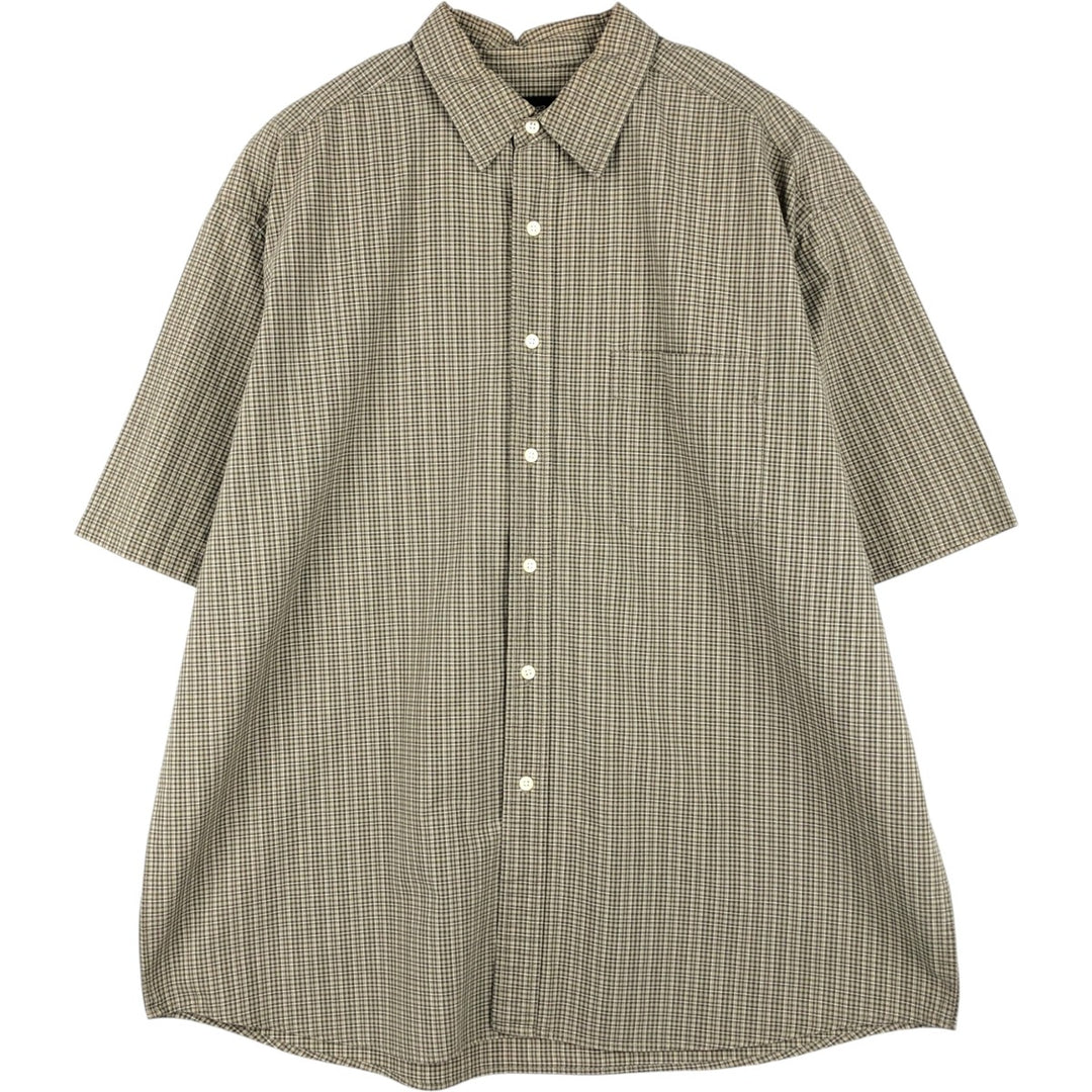 Eddie Bauer Short-Sleeve Check Shirt, Men's Size XL (approx.) cotton beige type brown Vintage Second Hand
