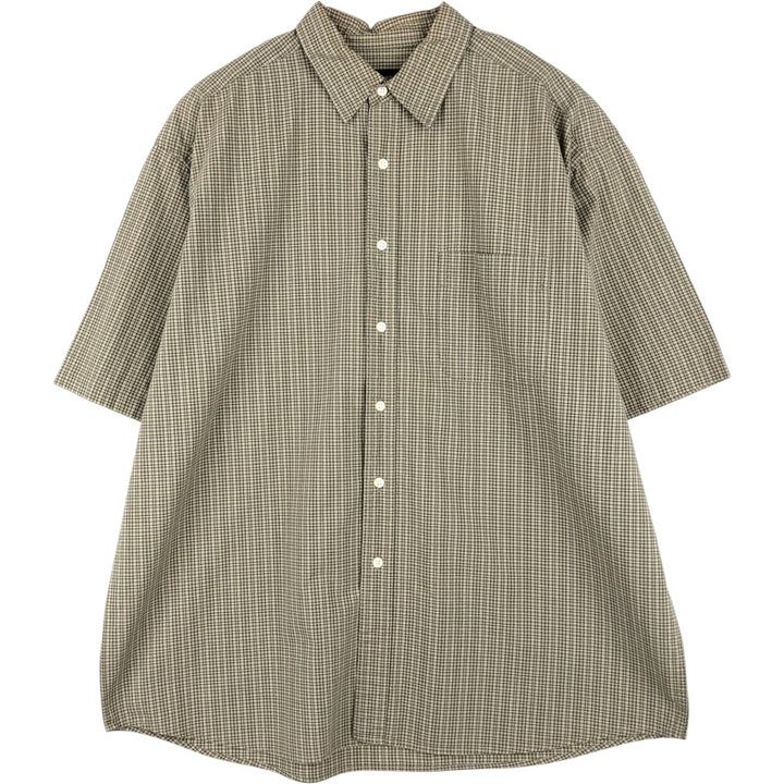 Eddie Bauer Short-Sleeve Check Shirt, Men's Size XL (approx.) cotton beige type brown Vintage Second Hand
