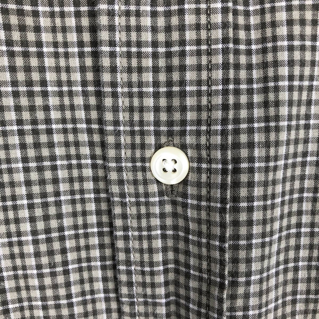 Eddie Bauer Short-Sleeve Check Shirt, Men's Size XL (approx.) cotton beige type brown Vintage Second Hand