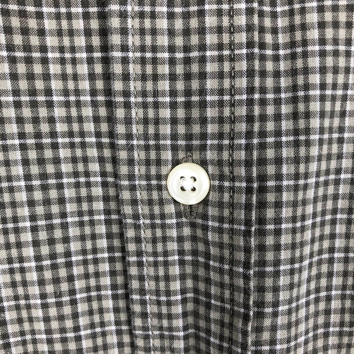 Eddie Bauer Short-Sleeve Check Shirt, Men's Size XL (approx.) cotton beige type brown Vintage Second Hand