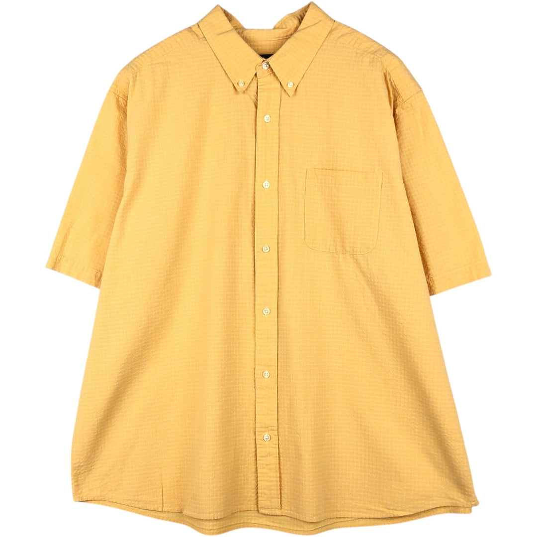 Eddie Bauer seersucker long-sleeve button-down check shirt, men's size XXL equivalent. cotton yellow type Vintage Second Hand