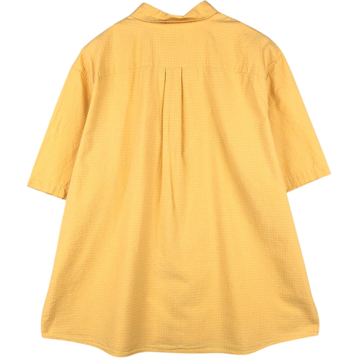 Eddie Bauer seersucker long-sleeve button-down check shirt, men's size XXL equivalent. cotton yellow type Vintage Second Hand
