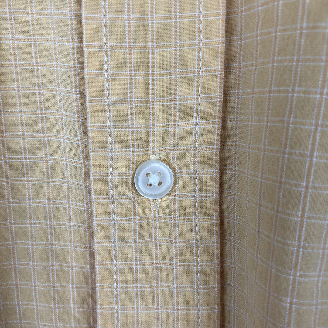 Eddie Bauer seersucker long-sleeve button-down check shirt, men's size XXL equivalent. cotton yellow type Vintage Second Hand