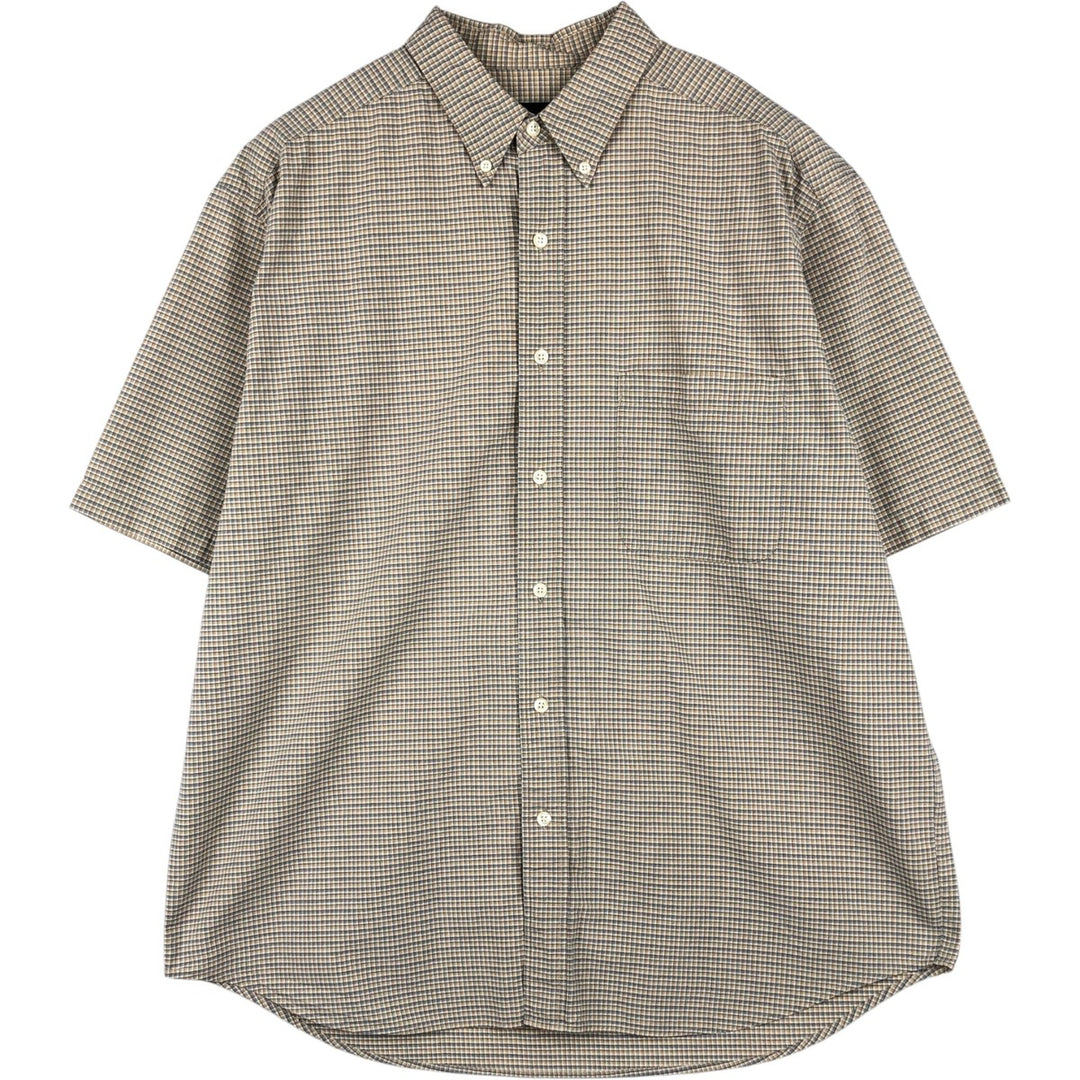 Eddie Bauer short sleeve button down check shirt, men's size L cotton Beige type Vintage Second Hand