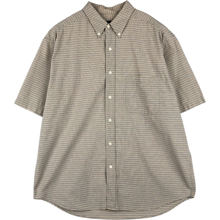 Eddie Bauer short sleeve button down check shirt, men's size L cotton Beige type Vintage Second Hand