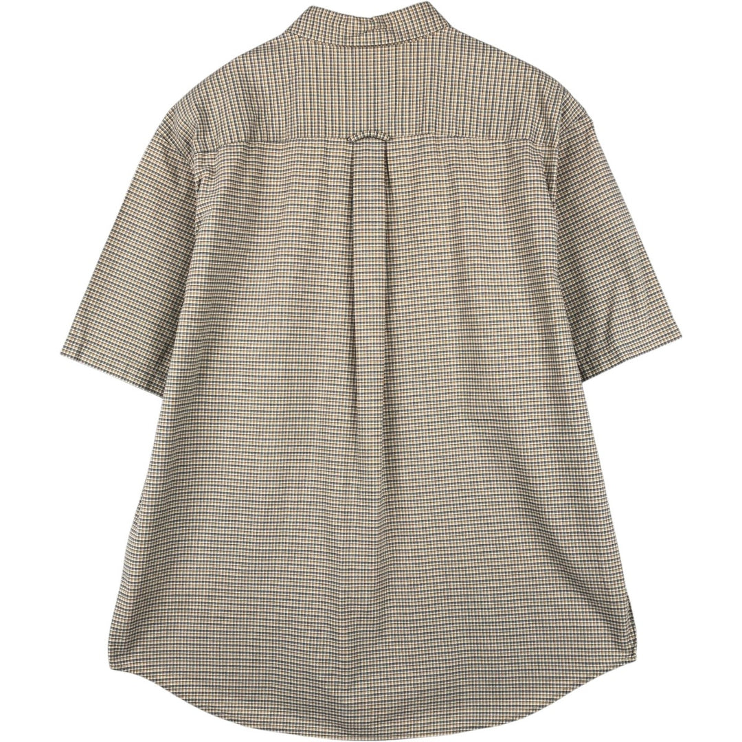 Eddie Bauer short sleeve button down check shirt, men's size L cotton Beige type Vintage Second Hand