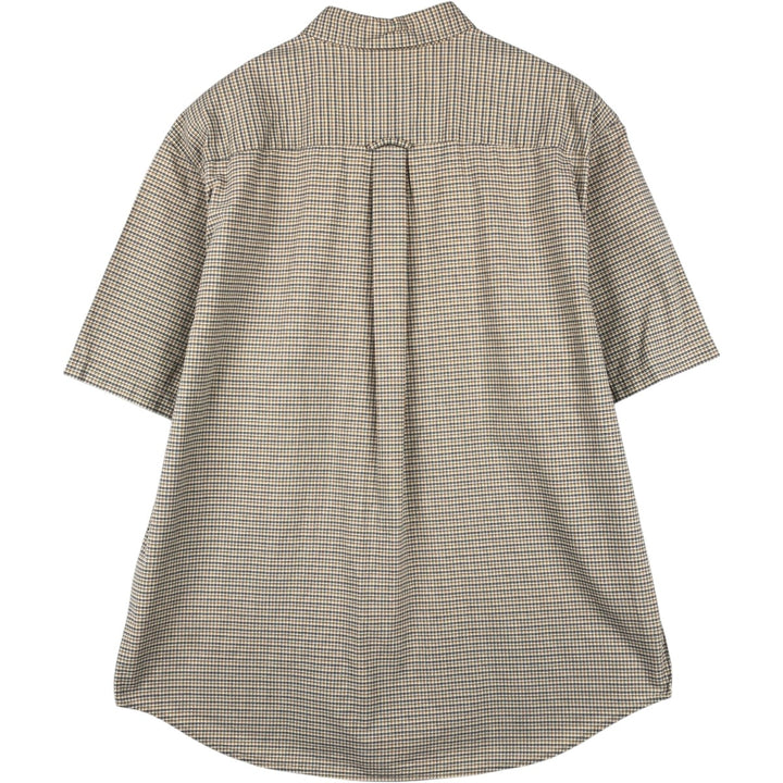 Eddie Bauer short sleeve button down check shirt, men's size L cotton Beige type Vintage Second Hand