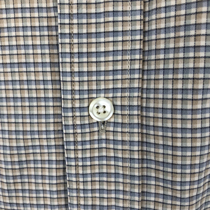 Eddie Bauer short sleeve button down check shirt, men's size L cotton Beige type Vintage Second Hand
