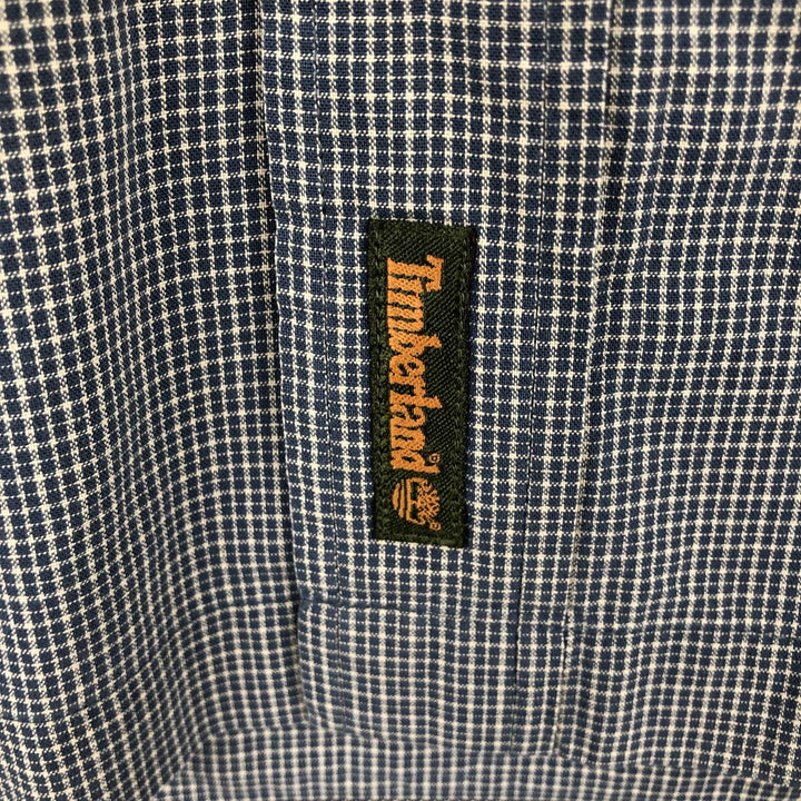 90s-00'S Timberland Short-Sleeve Button-Down Check Shirt, Boxy Shirt, Men's Size L (Equivalent), Vintage cotton navy blue type Vintage Second Hand