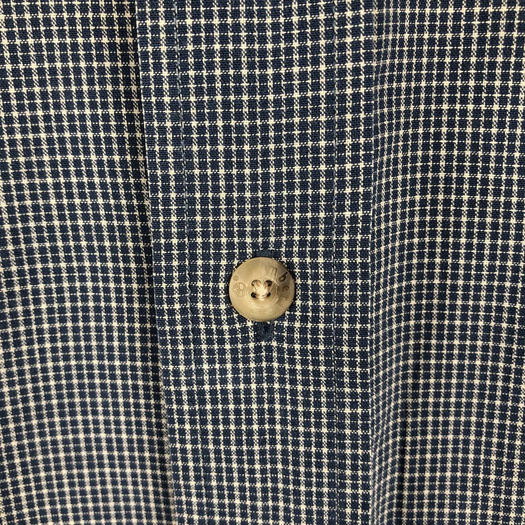 90s-00'S Timberland Short-Sleeve Button-Down Check Shirt, Boxy Shirt, Men's Size L (Equivalent), Vintage cotton navy blue type Vintage Second Hand