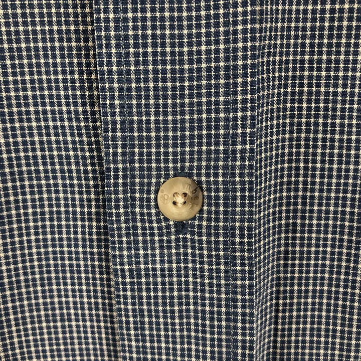 90s-00'S Timberland Short-Sleeve Button-Down Check Shirt, Boxy Shirt, Men's Size L (Equivalent), Vintage cotton navy blue type Vintage Second Hand
