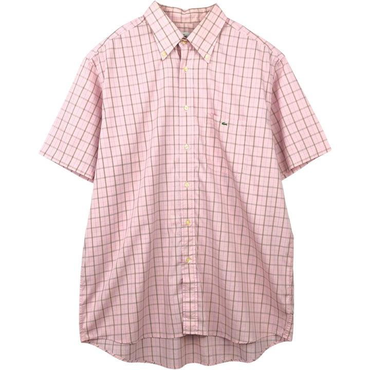 Lacoste LACOSTE short sleeve button down check shirt men's XL size cotton pink type Vintage Second Hand