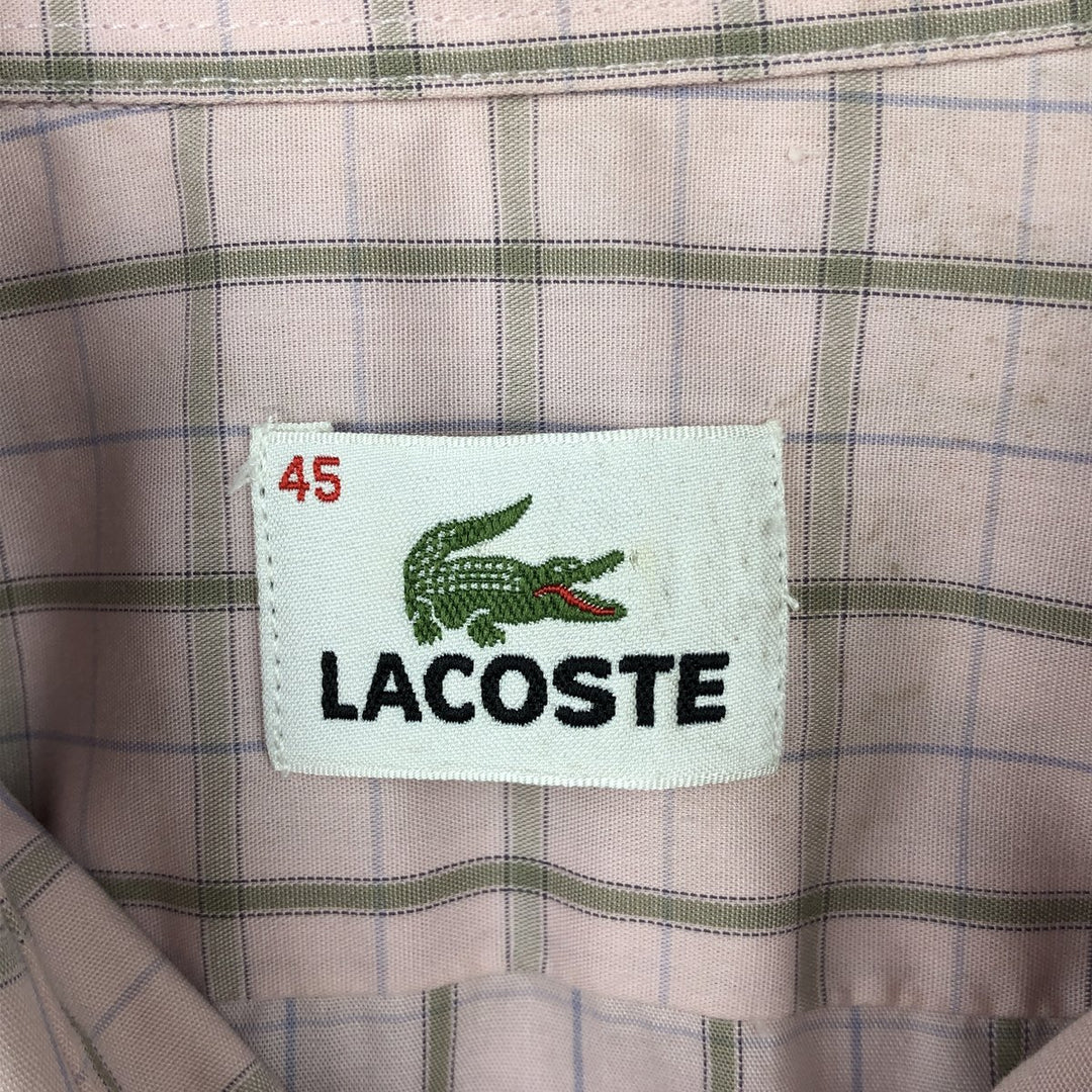 Lacoste LACOSTE short sleeve button down check shirt men's XL size cotton pink type Vintage Second Hand