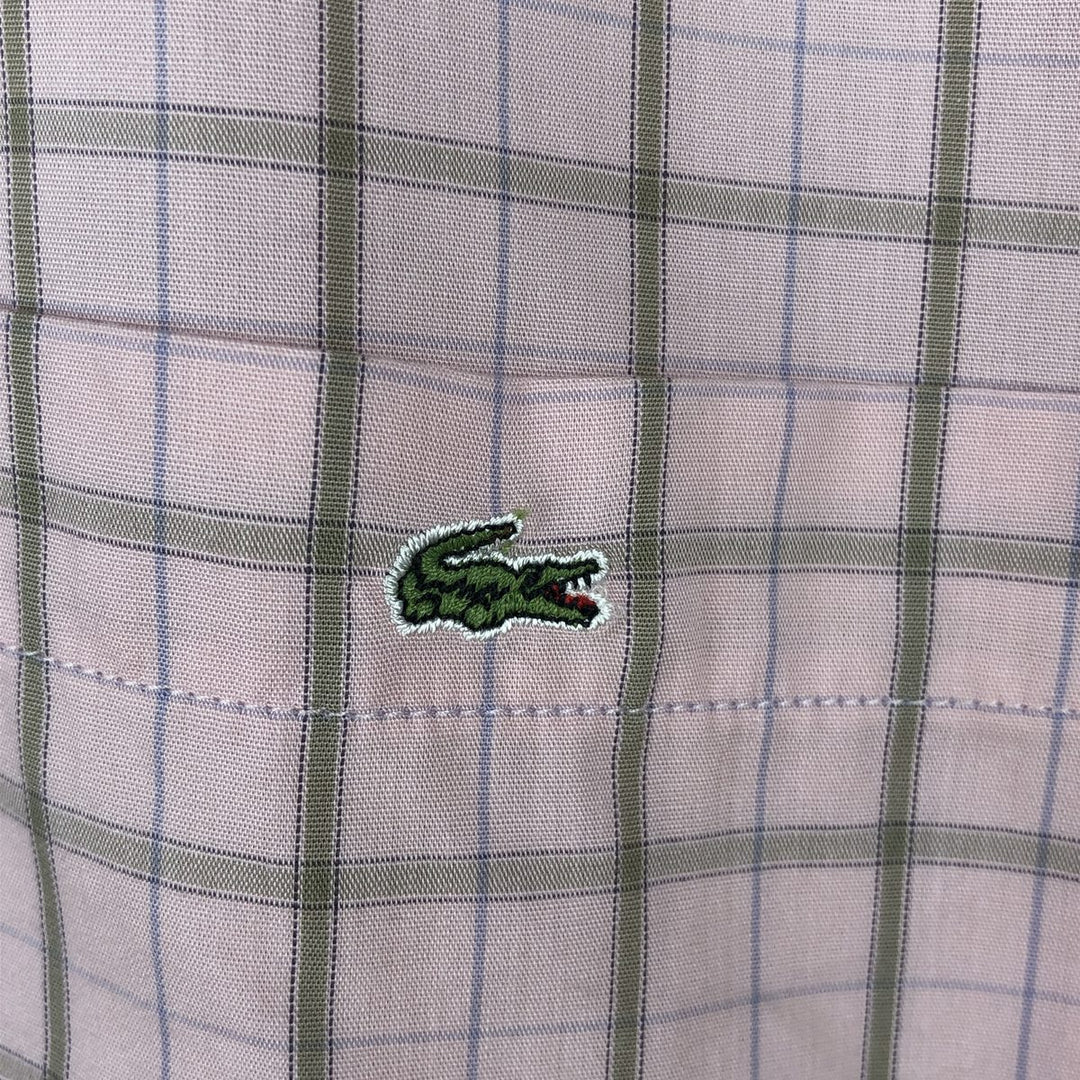 Lacoste LACOSTE short sleeve button down check shirt men's XL size cotton pink type Vintage Second Hand