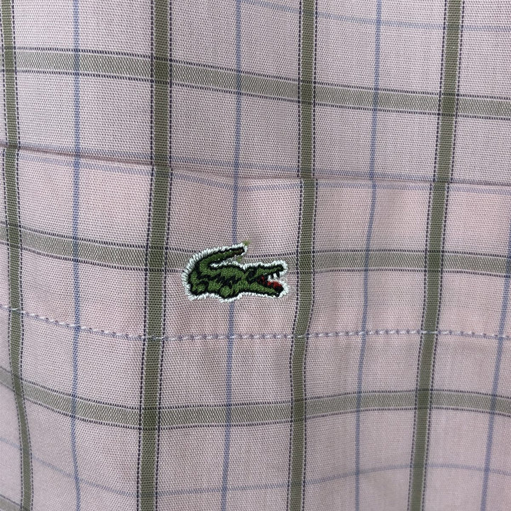 Lacoste LACOSTE short sleeve button down check shirt men's XL size cotton pink type Vintage Second Hand