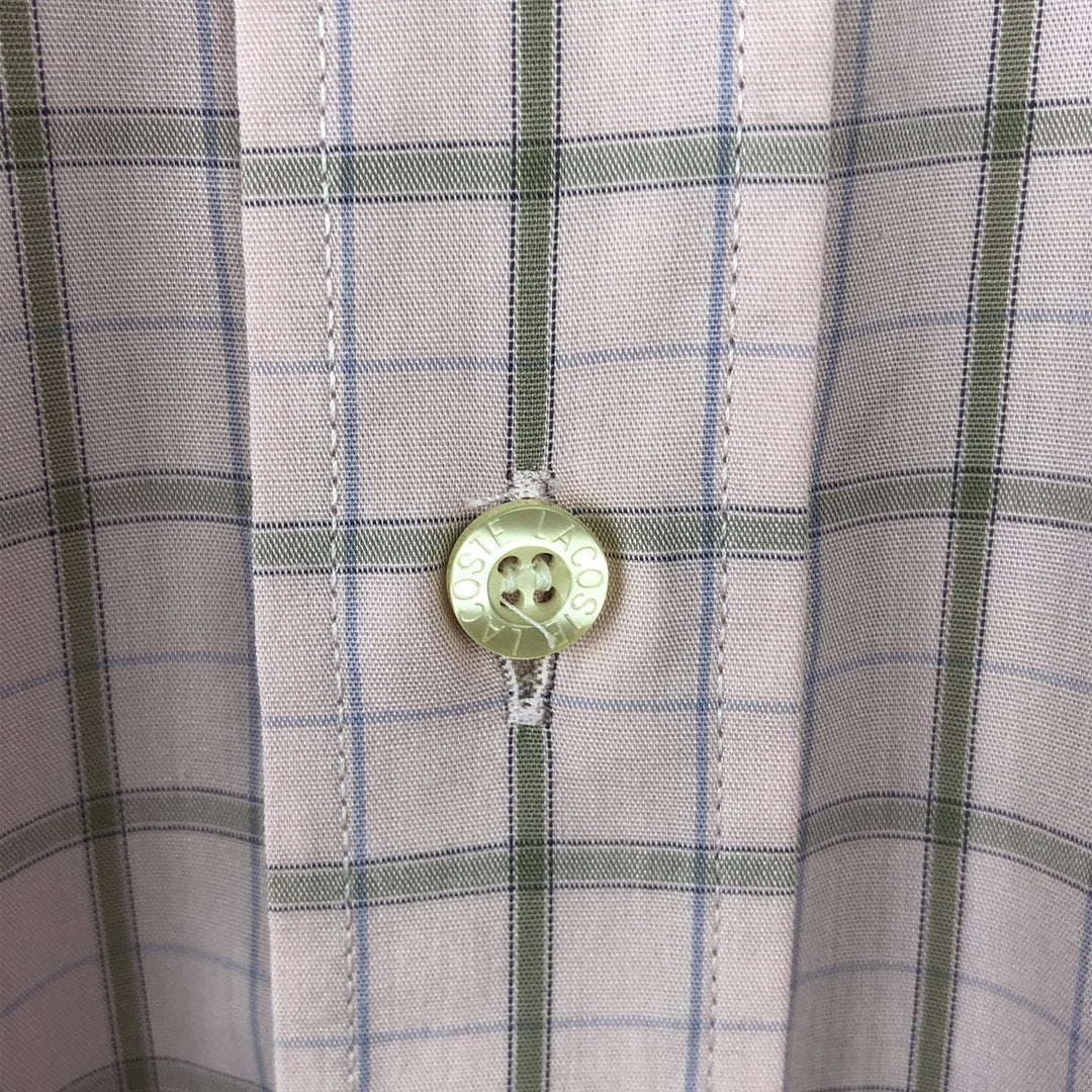 Lacoste LACOSTE short sleeve button down check shirt men's XL size cotton pink type Vintage Second Hand