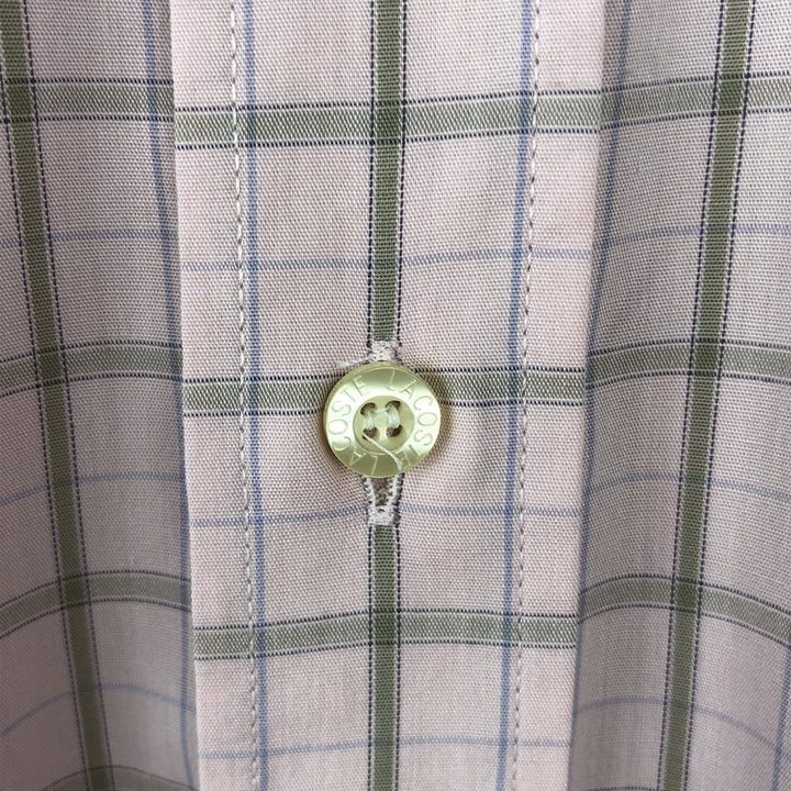 Lacoste LACOSTE short sleeve button down check shirt men's XL size cotton pink type Vintage Second Hand