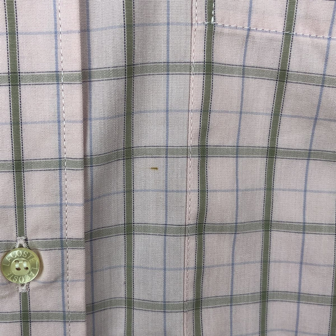 Lacoste LACOSTE short sleeve button down check shirt men's XL size cotton pink type Vintage Second Hand