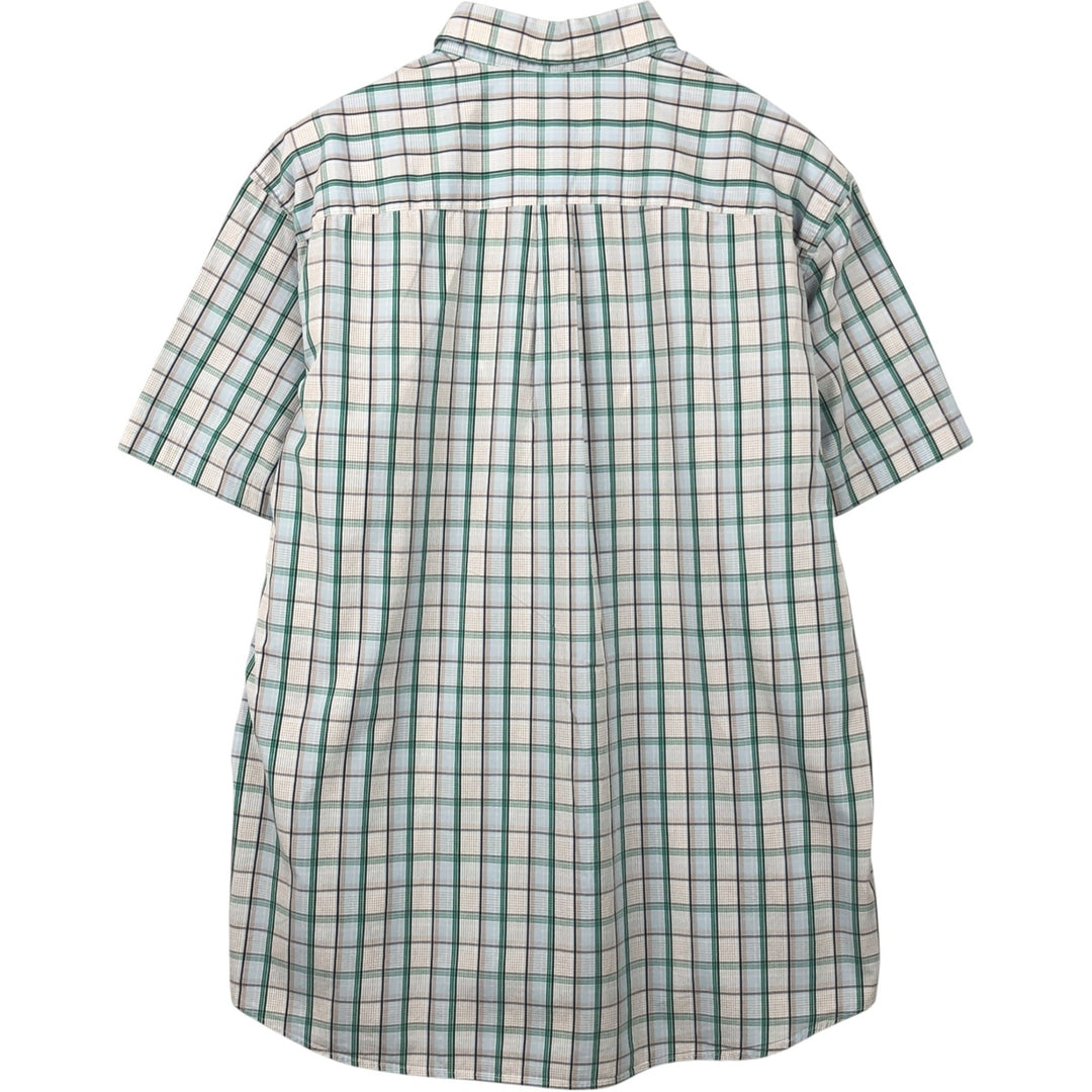 Lacoste Regular Fit Short-Sleeve Button-Down Check Shirt, Men's Size L (approx.) cotton Blue type light blue Vintage Second Hand