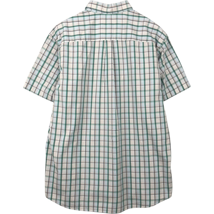 Lacoste Regular Fit Short-Sleeve Button-Down Check Shirt, Men's Size L (approx.) cotton Blue type light blue Vintage Second Hand